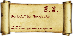 Borbély Modeszta névjegykártya