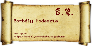 Borbély Modeszta névjegykártya